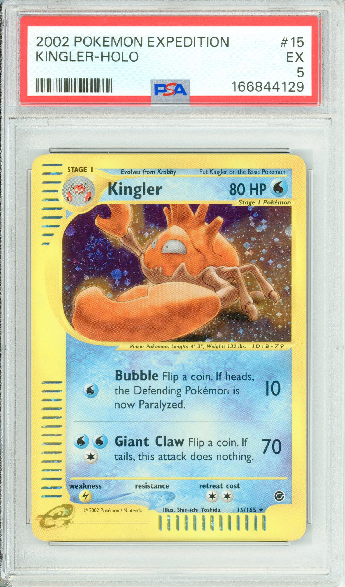 Pokemon Graded: Kingler 15/165 Expedition (2002) Holo PSA 5