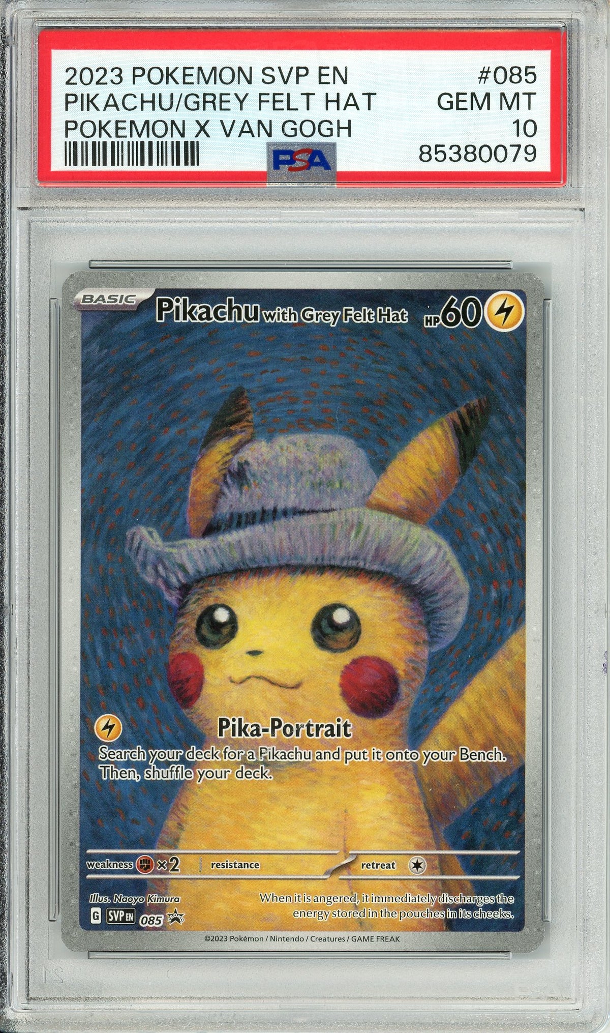 Pokemon Graded: Pikachu with Grey Felt Hat #85 Pokemon x Van Gogh Promo (2023) PSA 10