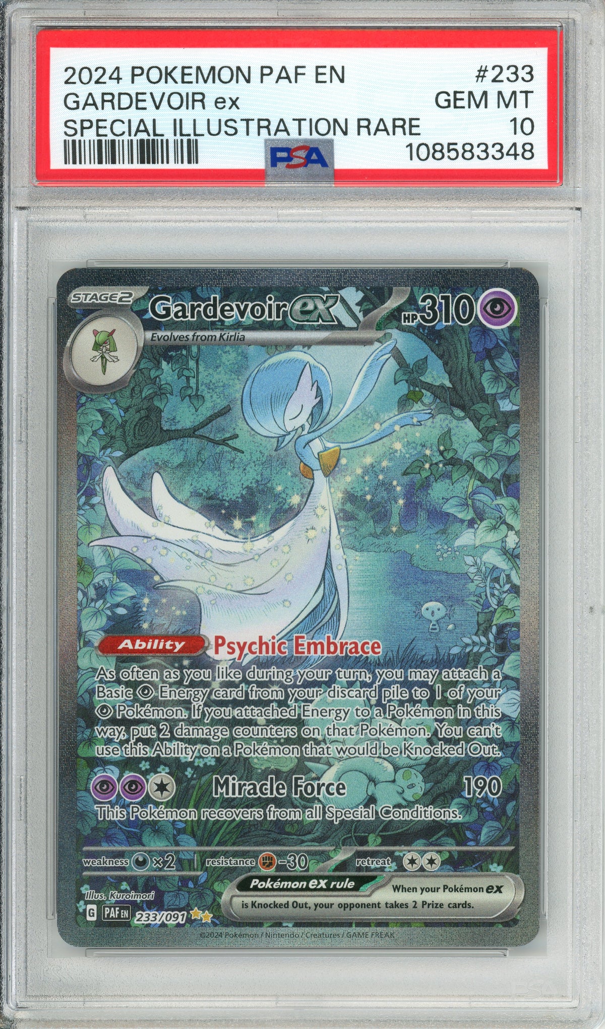 Pokemon Graded: Gardevoir ex 233/91 Paldean Fates (2024) SIR Holo PSA 10