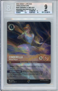 Lorcana Graded: Cinderella Melody Waver Enchanted 205/204 Ursula's Return (2024) Foil Beckett 9