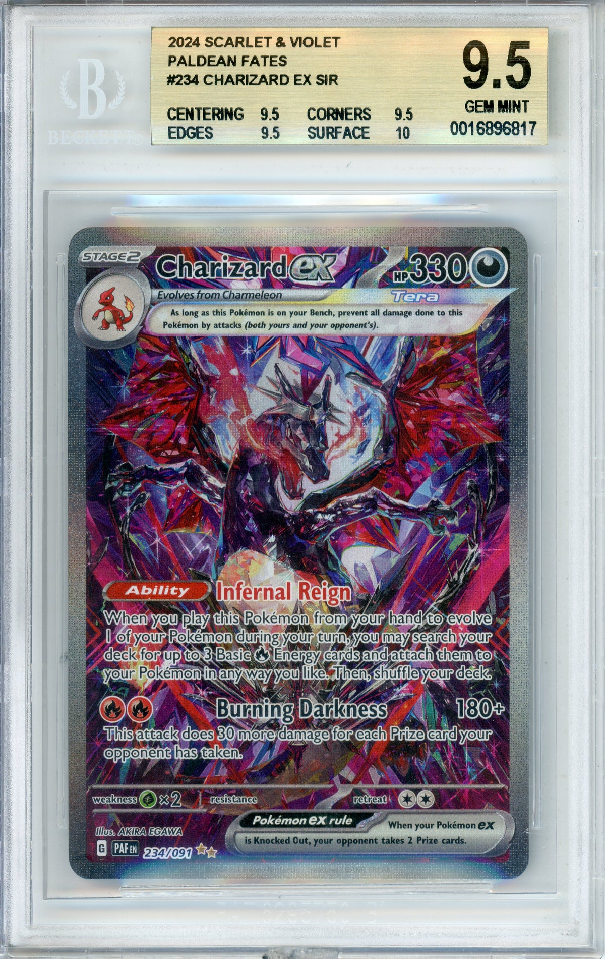 Pokemon Graded: Charizard 234/91 Paldean Fates (2024) SIR Beckett 9.5