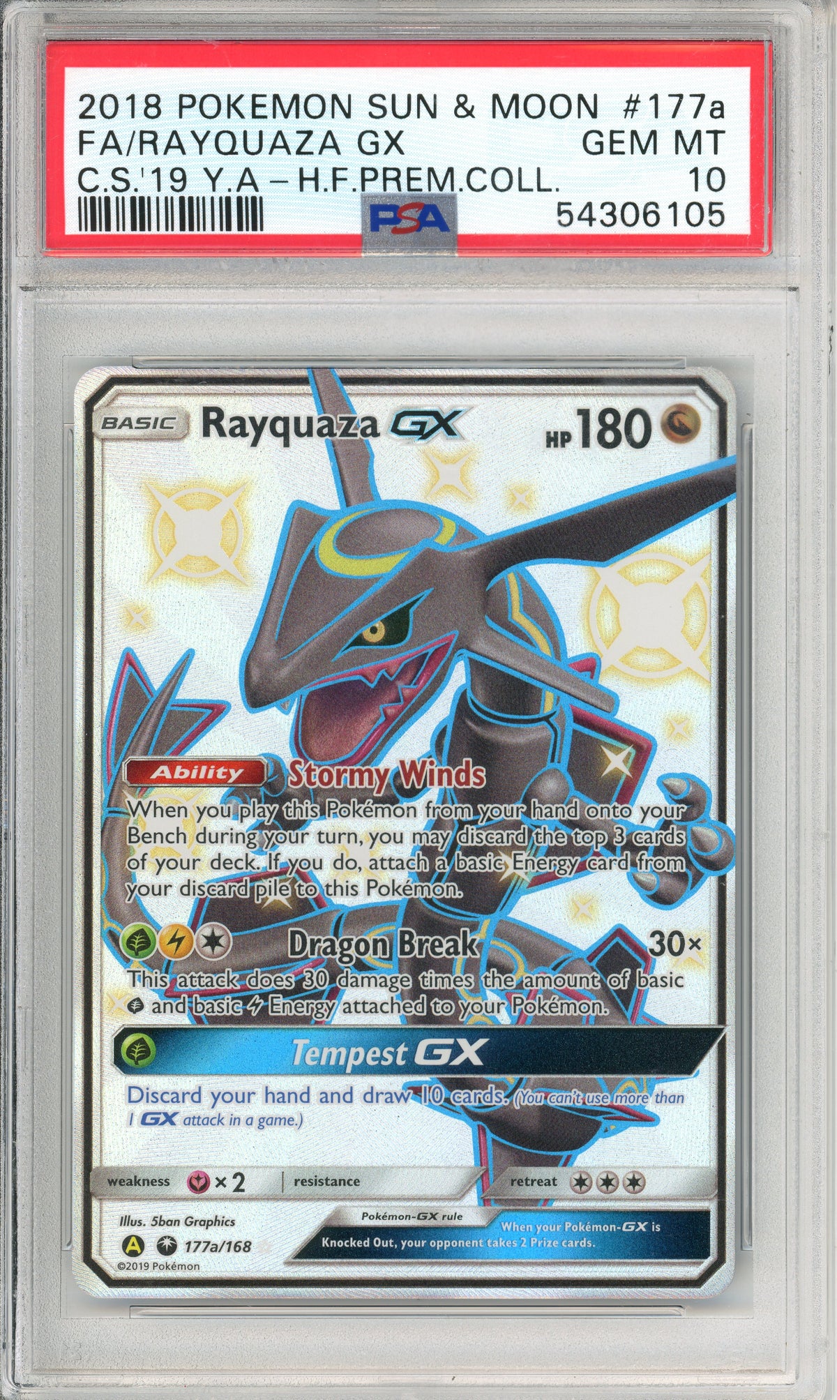 Pokemon Graded: Rayquaza GX #177a Sun & Moon Premium Coll. (2018) Full Art PSA 10
