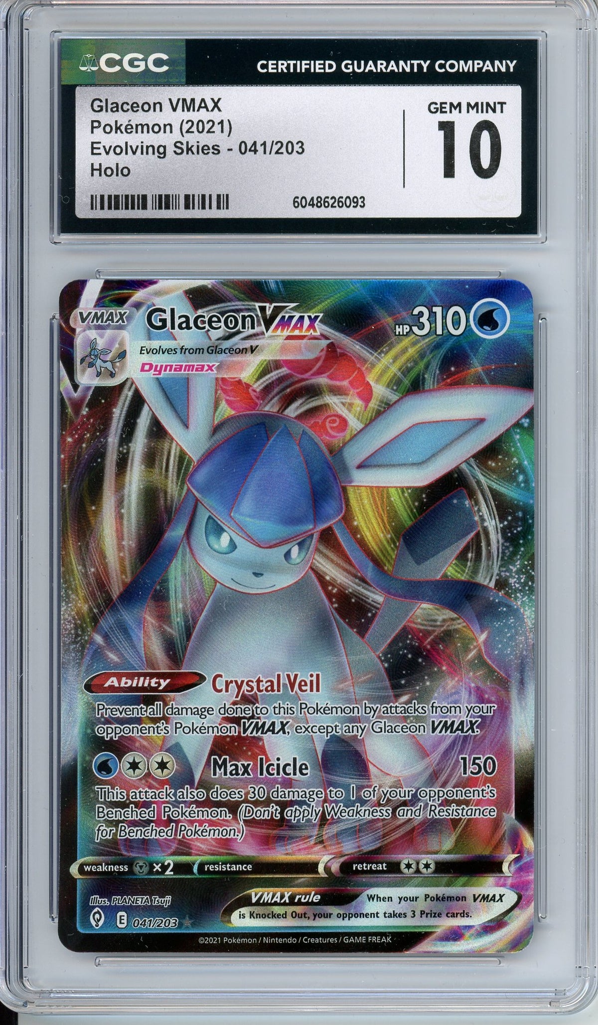 Pokemon Graded: Glaceon VMAX 41/203 Evolving Skies (2021) Holo CGC 10