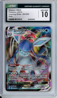 Pokemon Graded: Glaceon VMAX 41/203 Evolving Skies (2021) Holo CGC 10