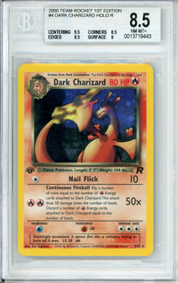 Pokemon Graded: Dark Charizard 1st Edition 4/82 Team Rocket (2000) Holo Beckett 8.5