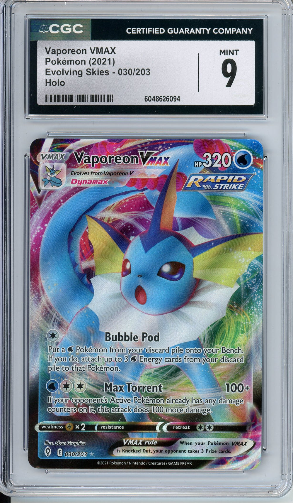 Pokemon Graded: Vaporeon VMAX CGC 9 – Double Infinity Gaming