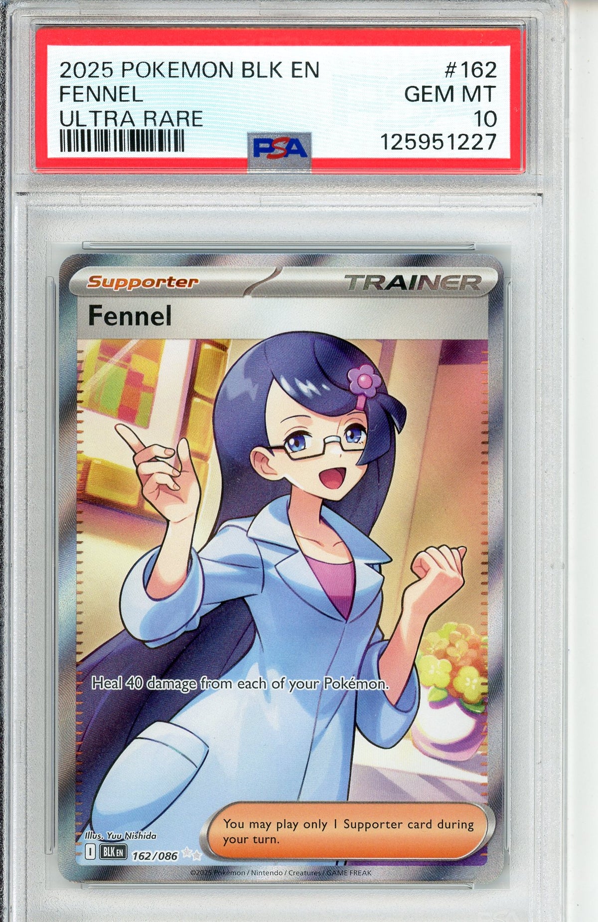Pokemon Graded: Fennel 162/86 Black Bolt (2025) Holo Full Art PSA 10