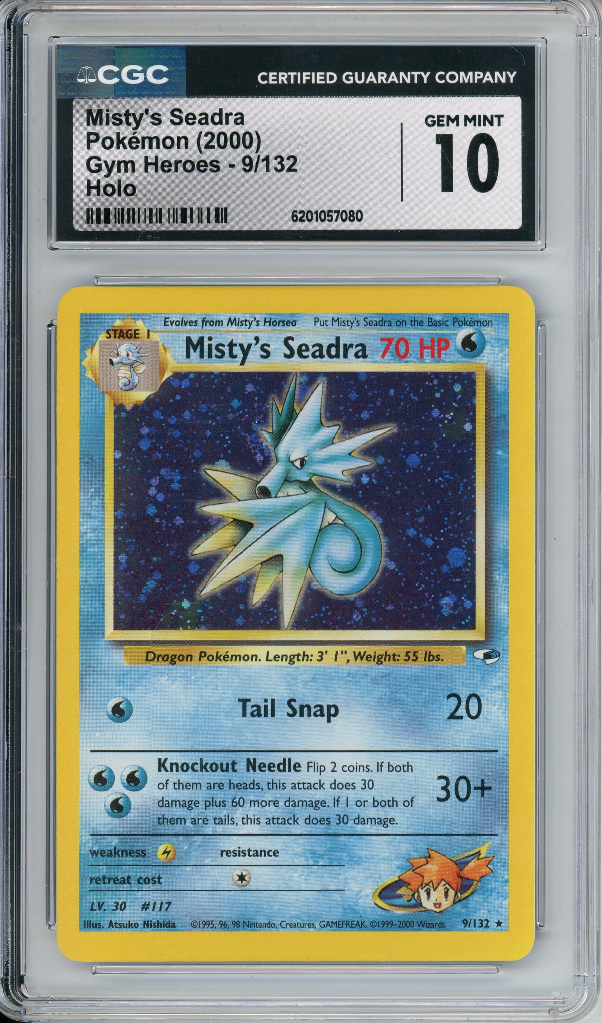 Pokemon Graded: Misty's Seadra 9/132 Gym Heroes (2000) Holo CGC 10