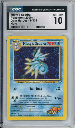 Pokemon Graded: Misty's Seadra 9/132 Gym Heroes (2000) Holo CGC 10