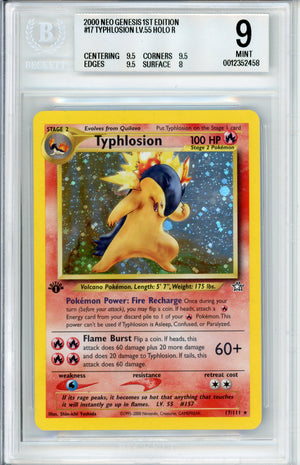 Pokemon Graded: Typhlosion 1st Edition 17/111 Neo Genesis (2000) Holo Beckett 9