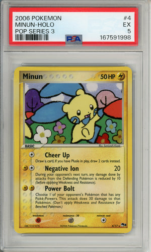 Pokemon Graded: Minun 4/17 Pop Series 3 (2006) Holo PSA 5
