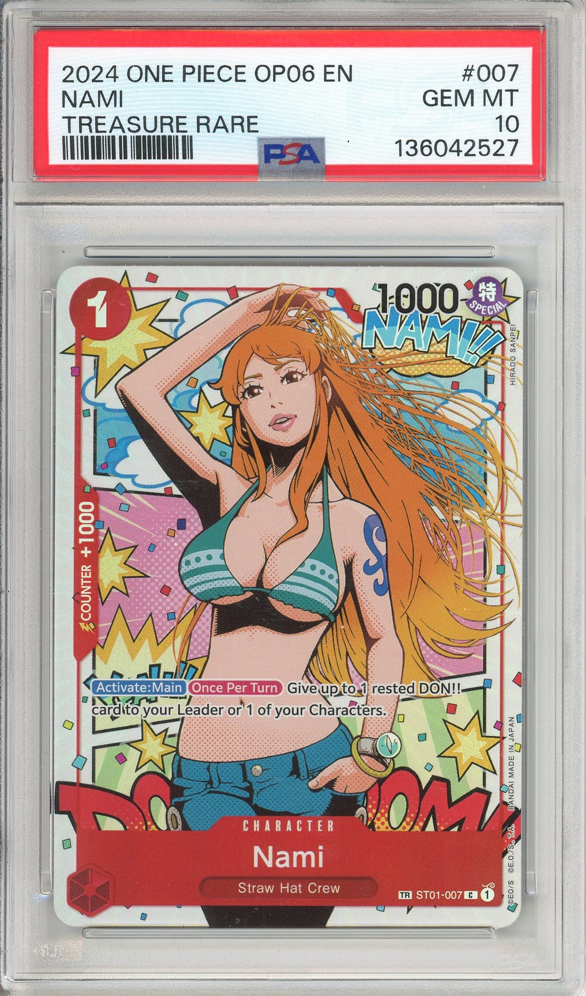 One Piece Graded: Nami ST01-007 Treasure Rare Alternate Art PSA 10