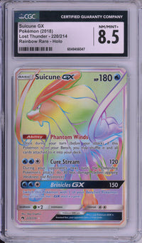 Pokemon Graded: Suicune GX 220/214 Lost Thunder (2018) Rainbow Rare Holo CGC 8.5