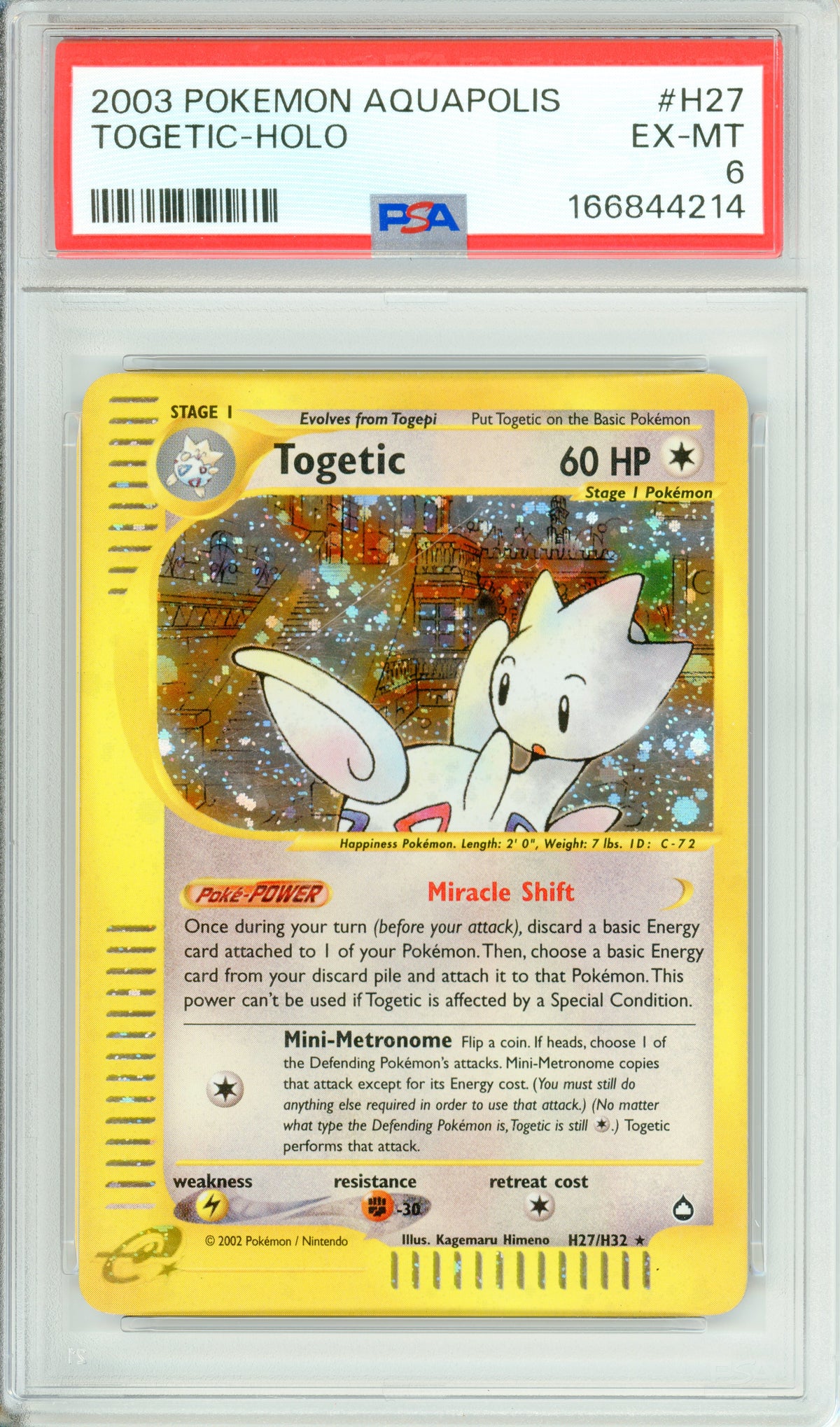 Pokemon Graded: Togetic H27/H32 Aquapolis (2003) Holo PSA 6