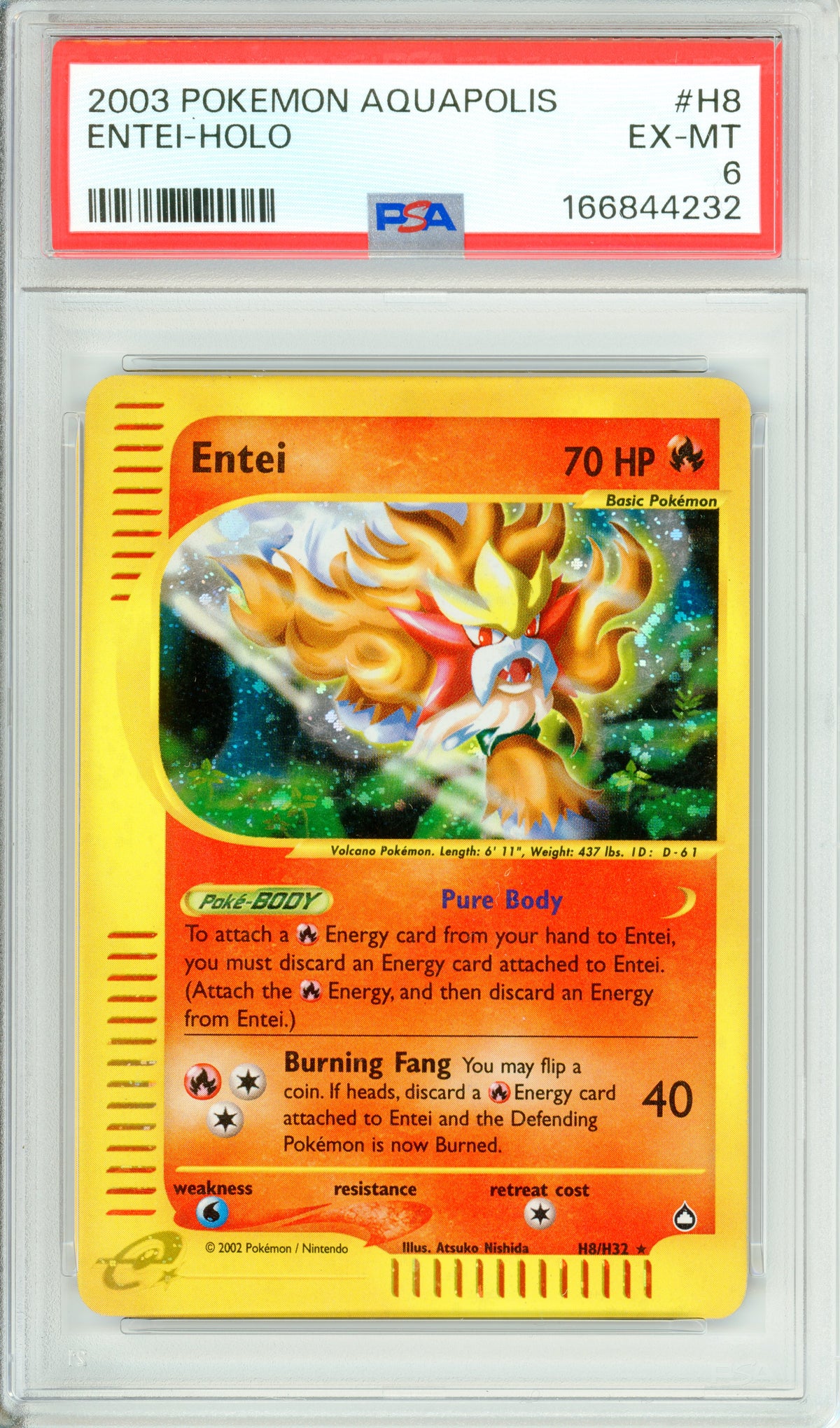 Pokemon Graded: Entei H8/H32 Aquapolis (2003) Holo PSA 6