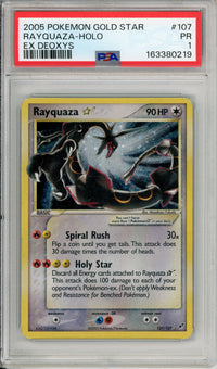 Pokemon Graded: Rayquaza Gold Star 107/107 EX Deoxys (2005) PSA 1