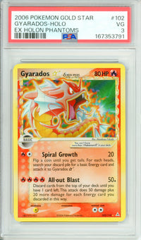 Pokemon Graded: Gyarados Gold Star 102/110 EX Holon Phantoms (2006) PSA 3