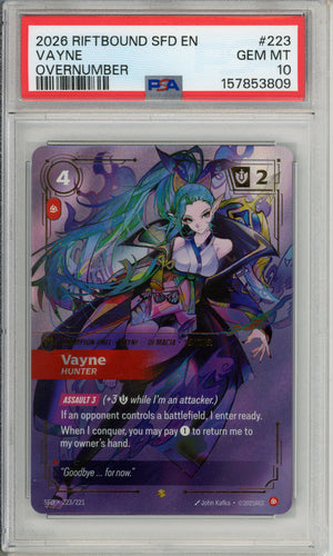 Riftbound Graded: Vayne Hunter 223/221 Overnumber (2026) PSA 10