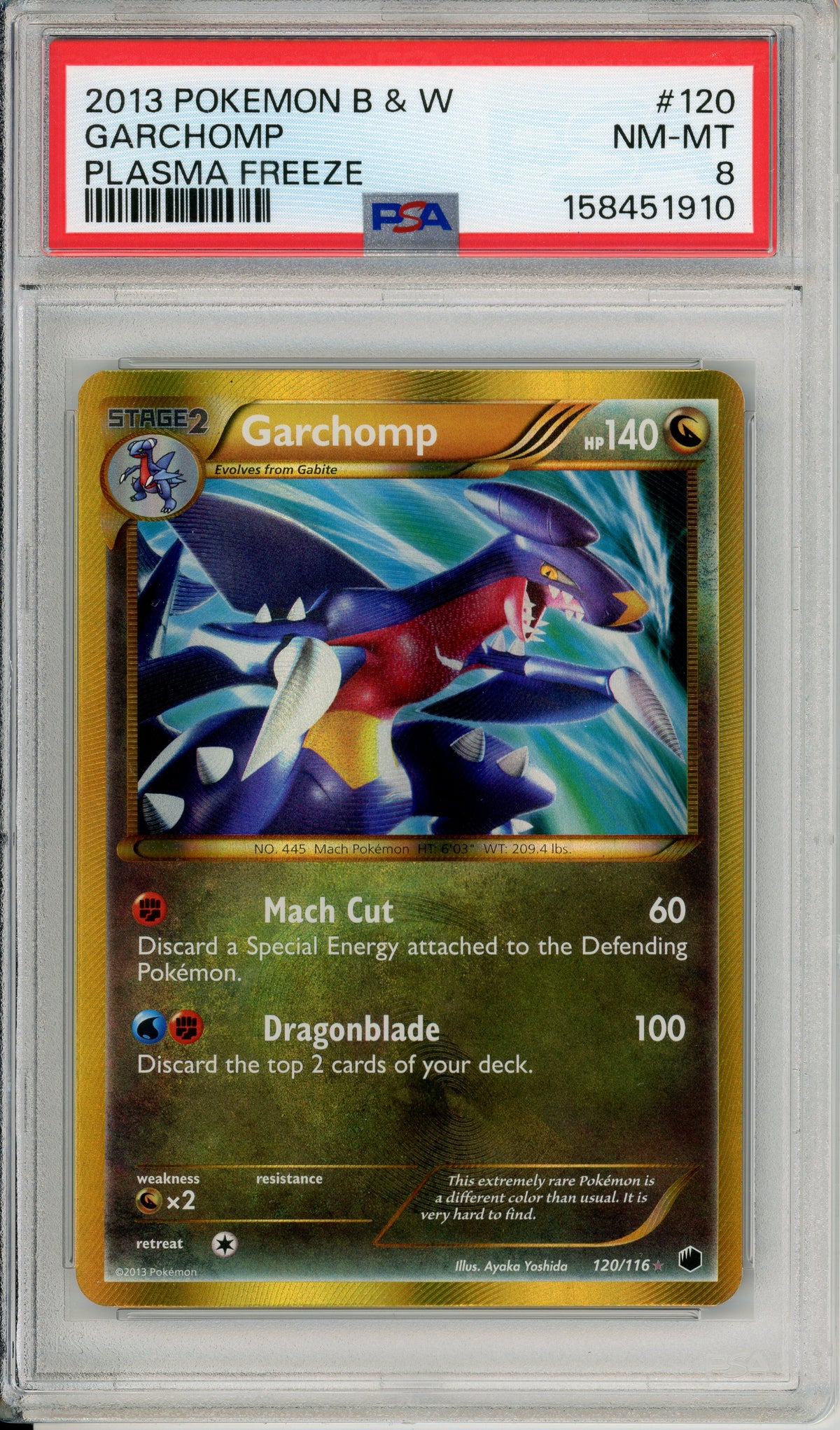 Pokemon Graded: Garchomp 120/116 Plasma Freeze (2013) Gold PSA 8