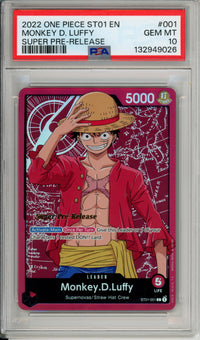 One Piece Graded: Monkey D. Luffy ST01-001 Super Pre-Release PSA 10