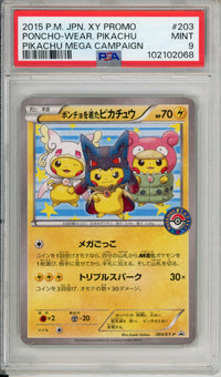 2015 Pokemon Japanese XY Promo Mega Campaign #203 Poncho Wear Pikachu PSA 9