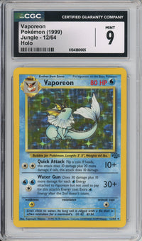 Vaporeon 1999 Pokemon Jungle Holo Rare #12 PSA Authenticated 8 Card