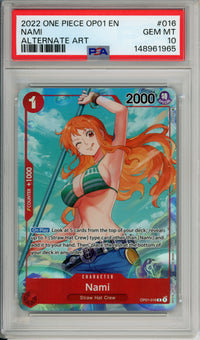One Piece Graded: Nami OP01-016 Alt Art Pre-Errata (2022) PSA 10