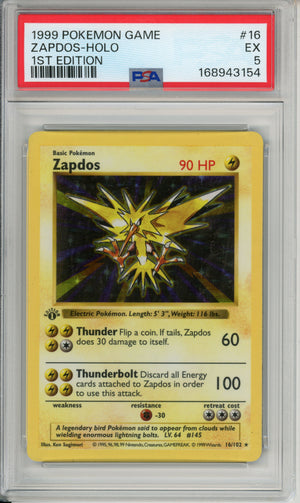 Pokemon Graded: Zapdos 1st Edition 16/102 Base Set (1999) PSA 5