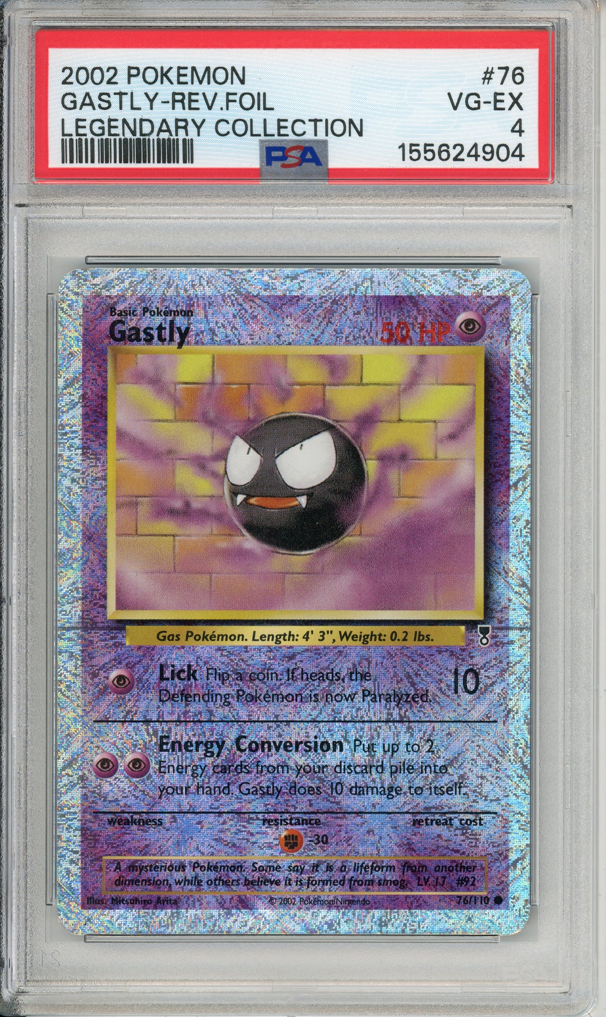 Pokemon Graded: Gastly 76/110 Legendary Collection (2002) Rev. Foil PSA 4