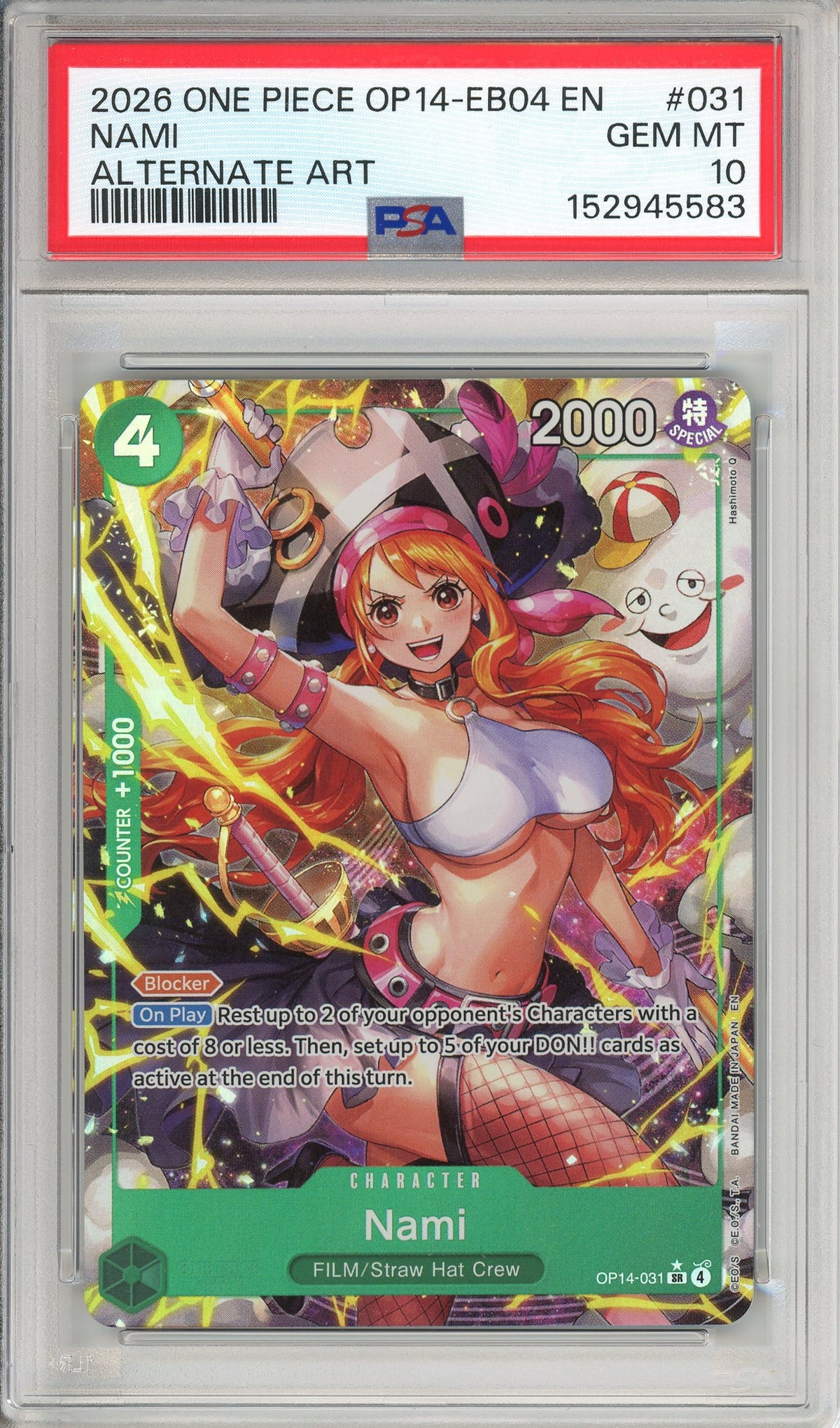 One Piece Graded: Nami OP14-031 Azure Sea's Seven Alternate Art PSA 10