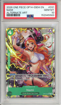One Piece Graded: Nami OP14-031 Azure Sea's Seven Alternate Art PSA 10