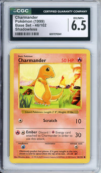Pokemon Graded: Charmander Shadowless 46/102 Base Set (1999) CGC 6.5