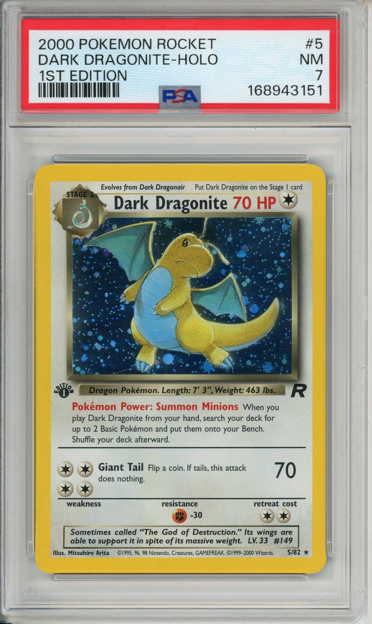 Pokemon Graded: Dark Dragonite 1st Edition 5/82 Team Rocket (2000) Holo PSA 7