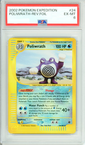 Pokemon Graded: Poliwrath 24/65 Expedition (2002) Reverse Holo PSA 6