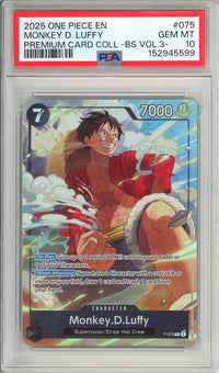 One Piece Graded: Monkey D. Luffy P-075 Premium Card Collection Vol.3 PSA 10