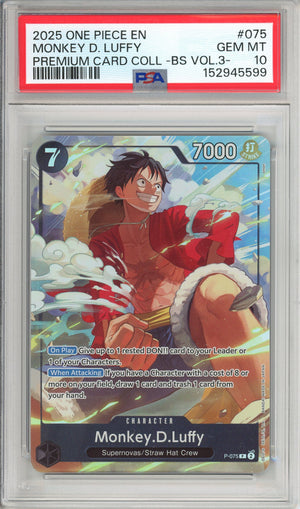 One Piece Graded: Monkey D. Luffy P-075 Premium Card Collection Vol.3 PSA 10