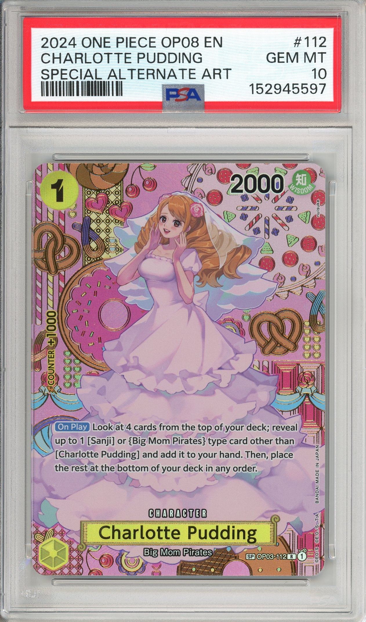 One Piece Graded: Charlotte Pudding OP03-112 Pillars Of Strength