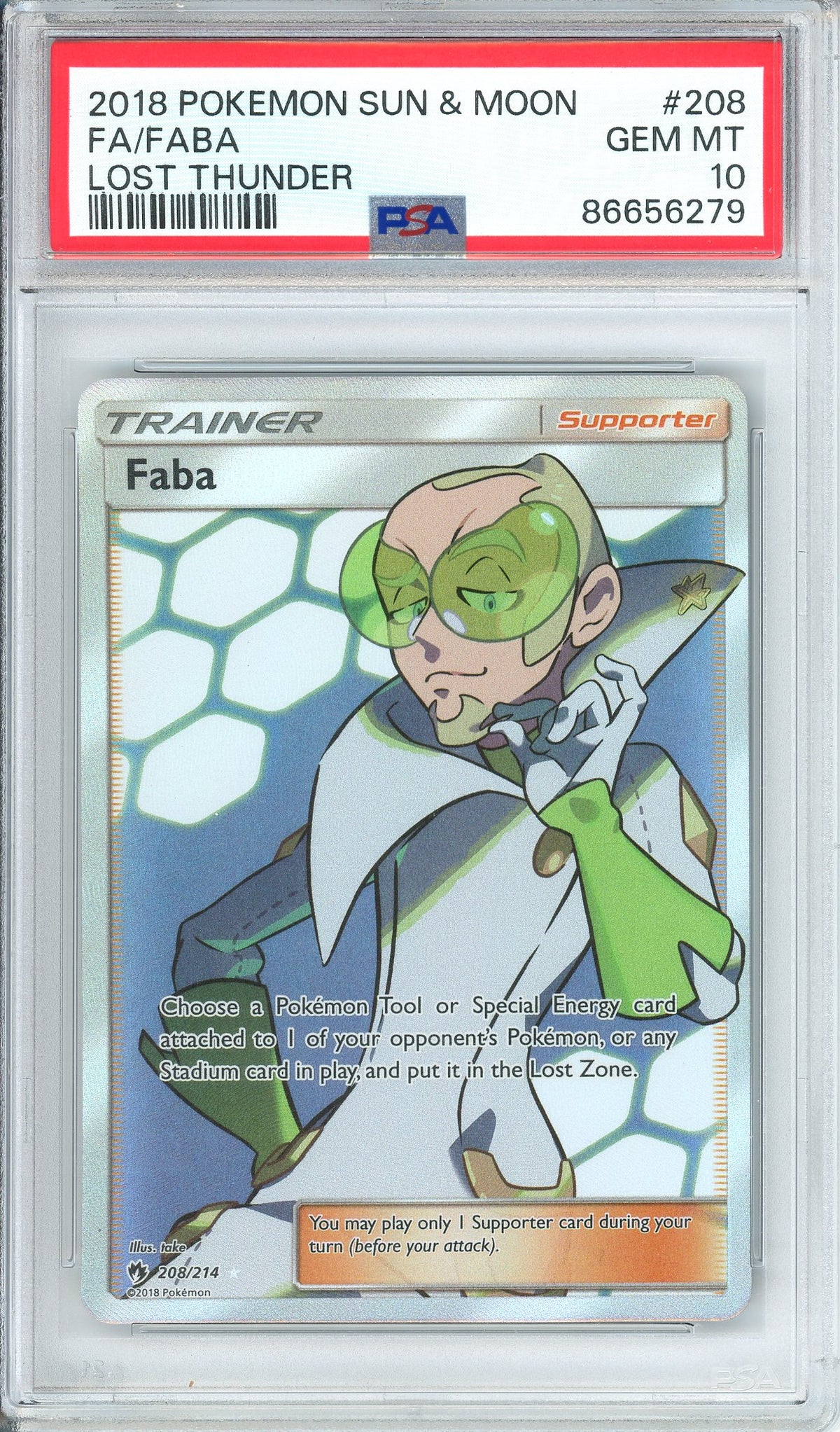 Pokemon Graded: Faba 208/214 Lost Thunder (2018) Full Art PSA 10