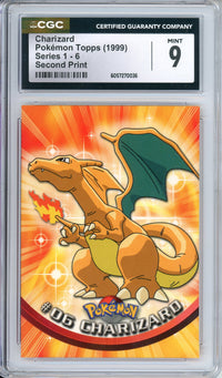 Pokemon Graded: Charizard #6 Topps TV Series 1-6 Second Print (1999) CGC 9