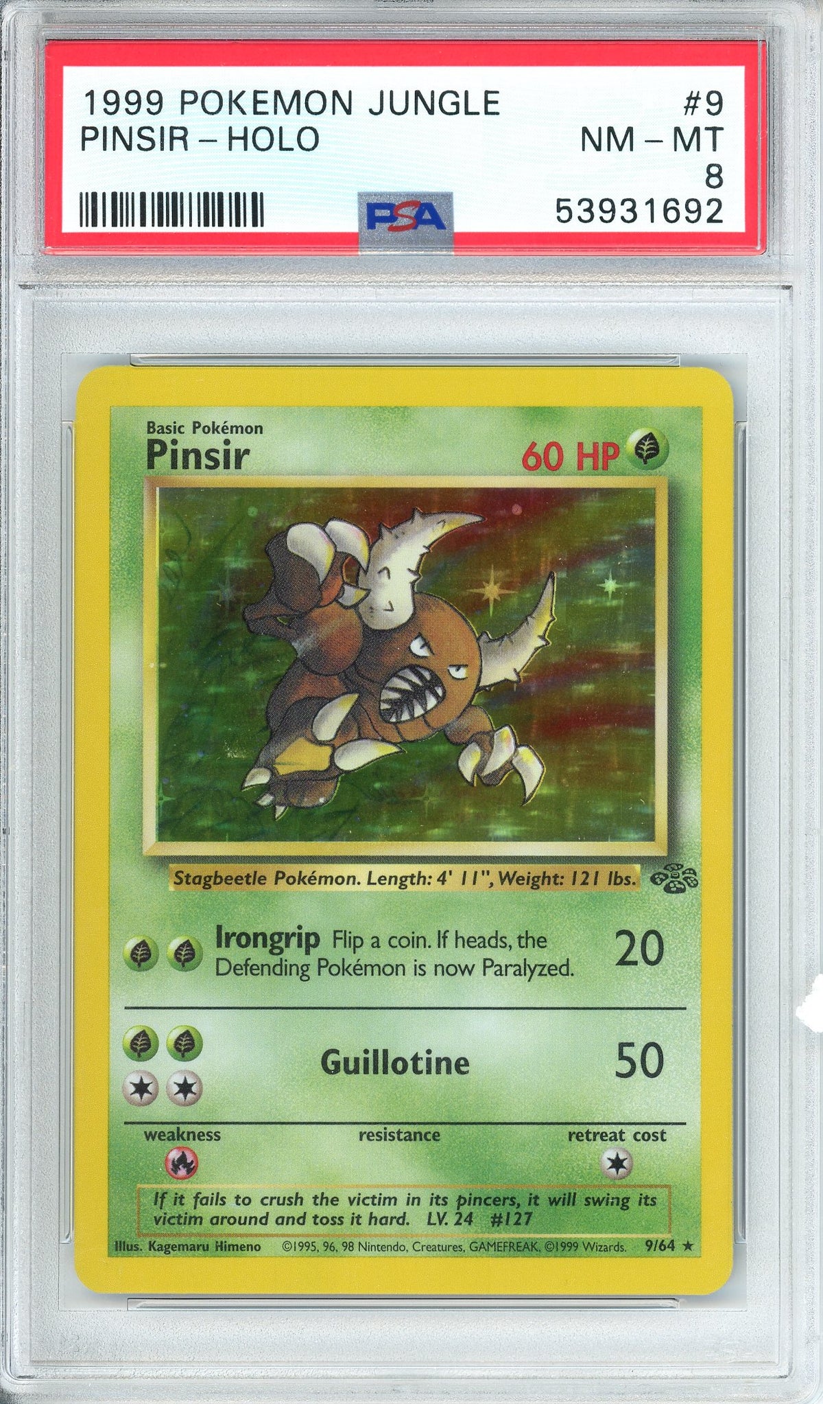 Pokemon Graded: Pinsir 9/64 Jungle (1999) Holo PSA 8