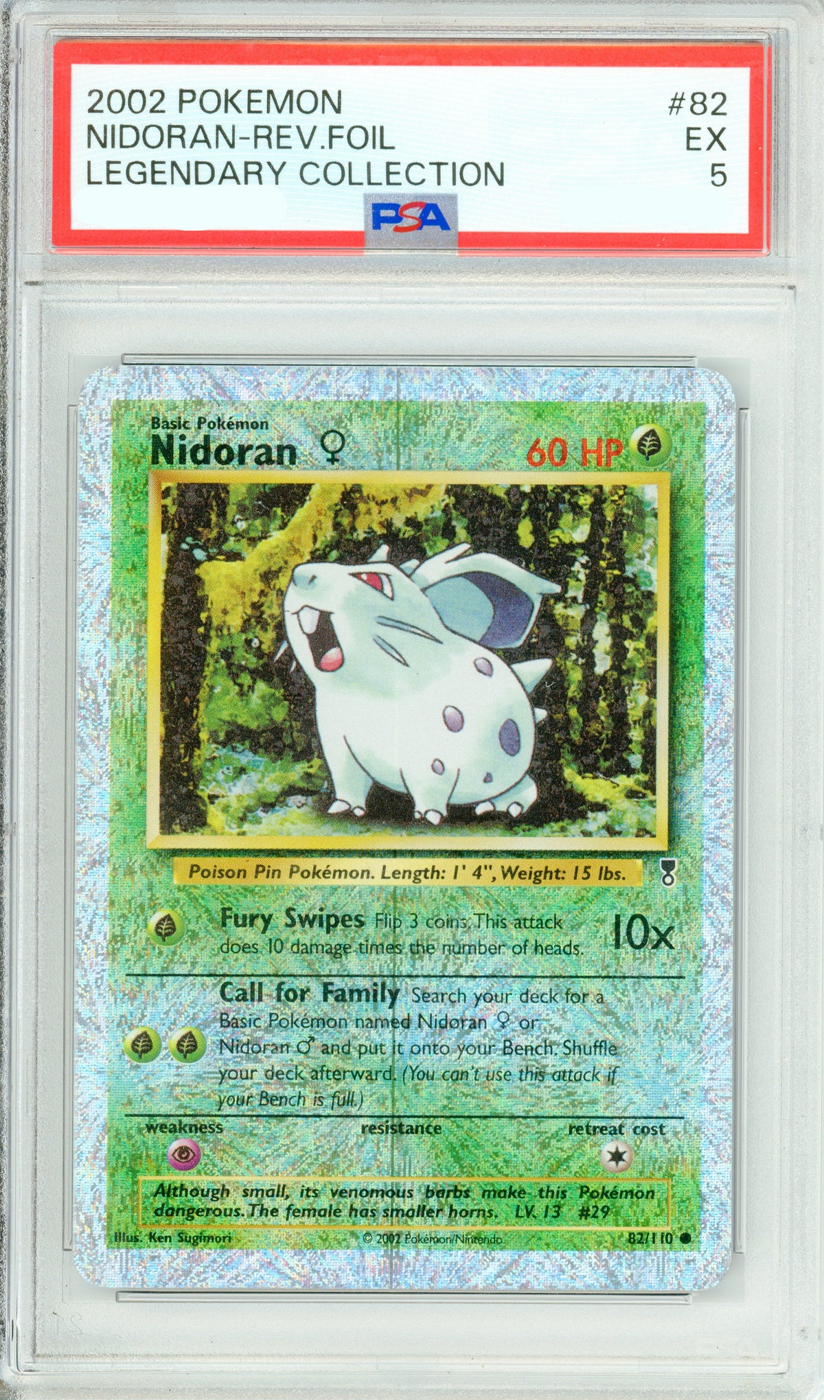 Pokemon Graded: Nidoran 82/110 Legendary Collection (2002) Reverse Foil PSA 5