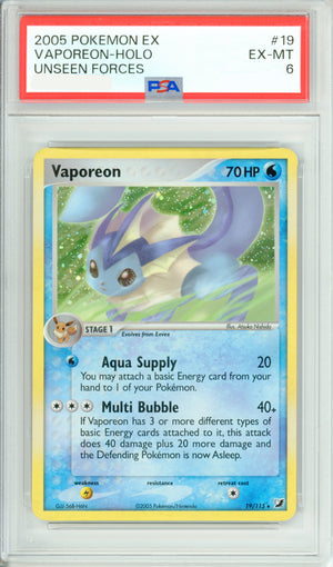 Pokemon Graded: Vaporeon 19/113 Unseen Forces (2005) Holo PSA 6