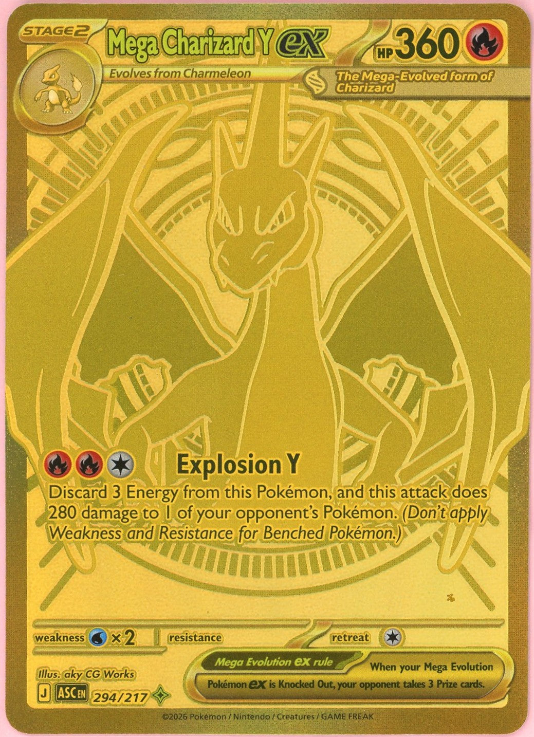 Mega Charizard Y ex 2026 Pokemon Ascended Heroes Hyper Rare #294 CGC Authenticated 9 Card