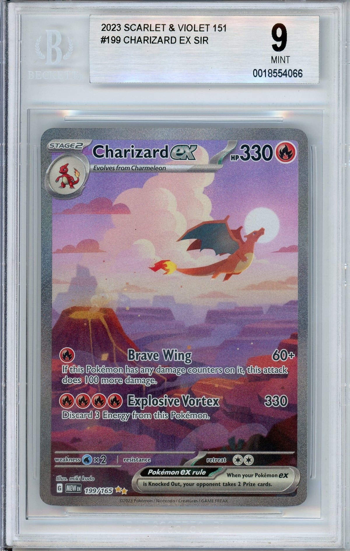 Pokemon Graded: Charizard ex 199/165 Scarlet & Violet 151 (2023) SIR Beckett 9