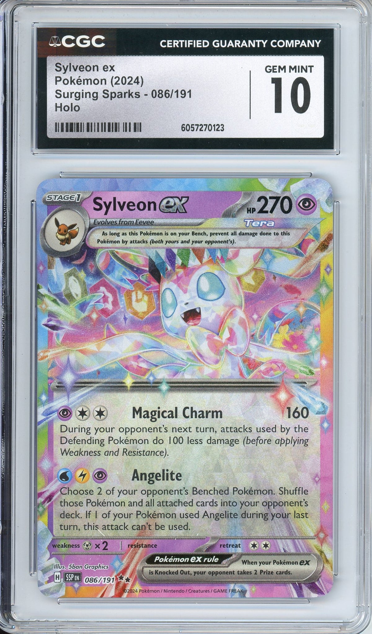 Pokemon Graded: Sylveon ex 86/191 Surging Sparks (2024) Holo CGC 10