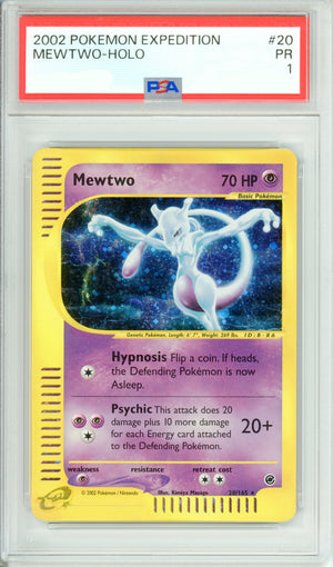 Pokemon Graded: Mewtwo 20/165 Expedition (2002) Holo PSA 1