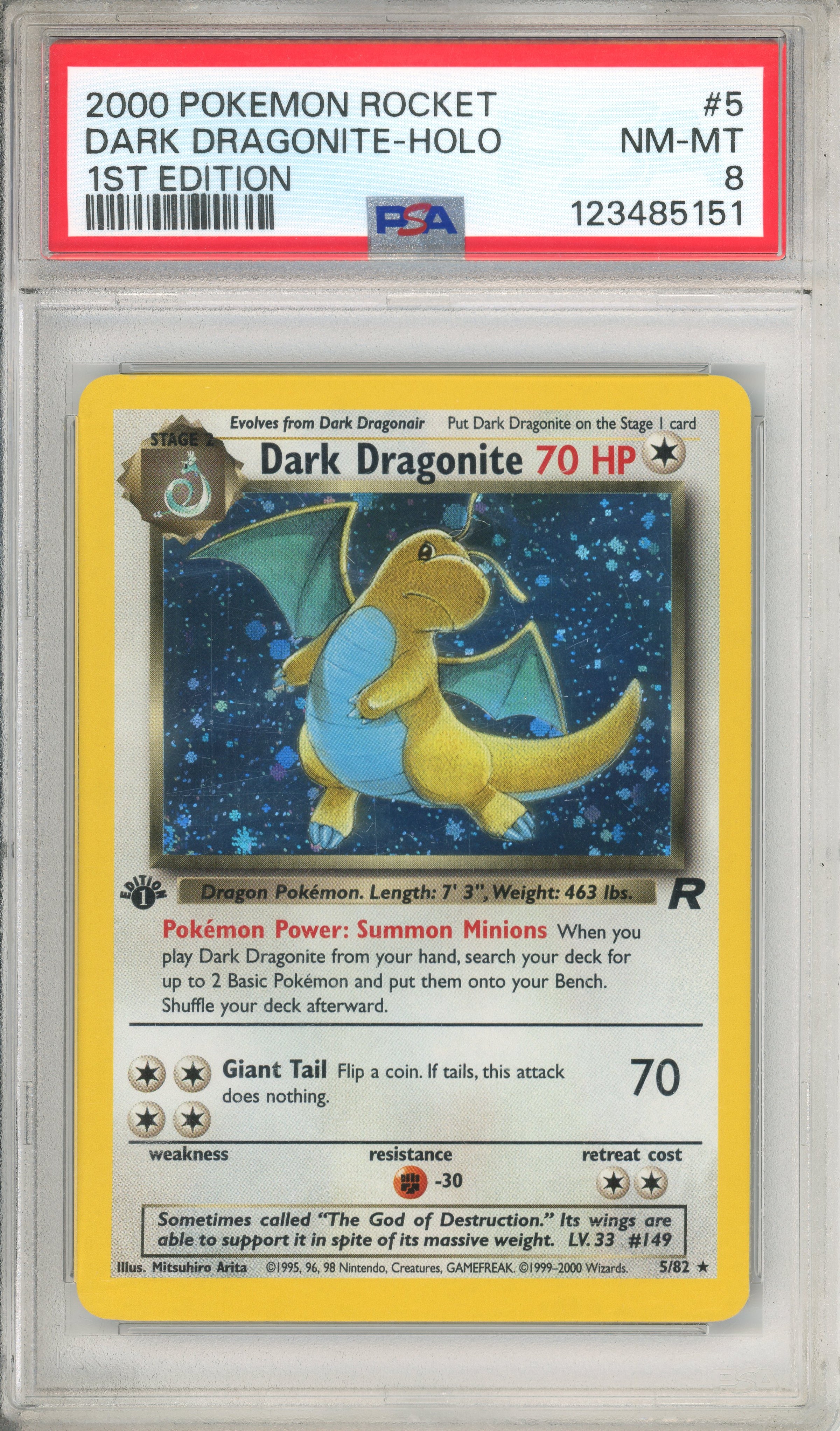 Pokemon Graded: Dark Dragonite 1st Edition 5/82 Team Rocket (2000) Hol – Double Infinity Gaming
