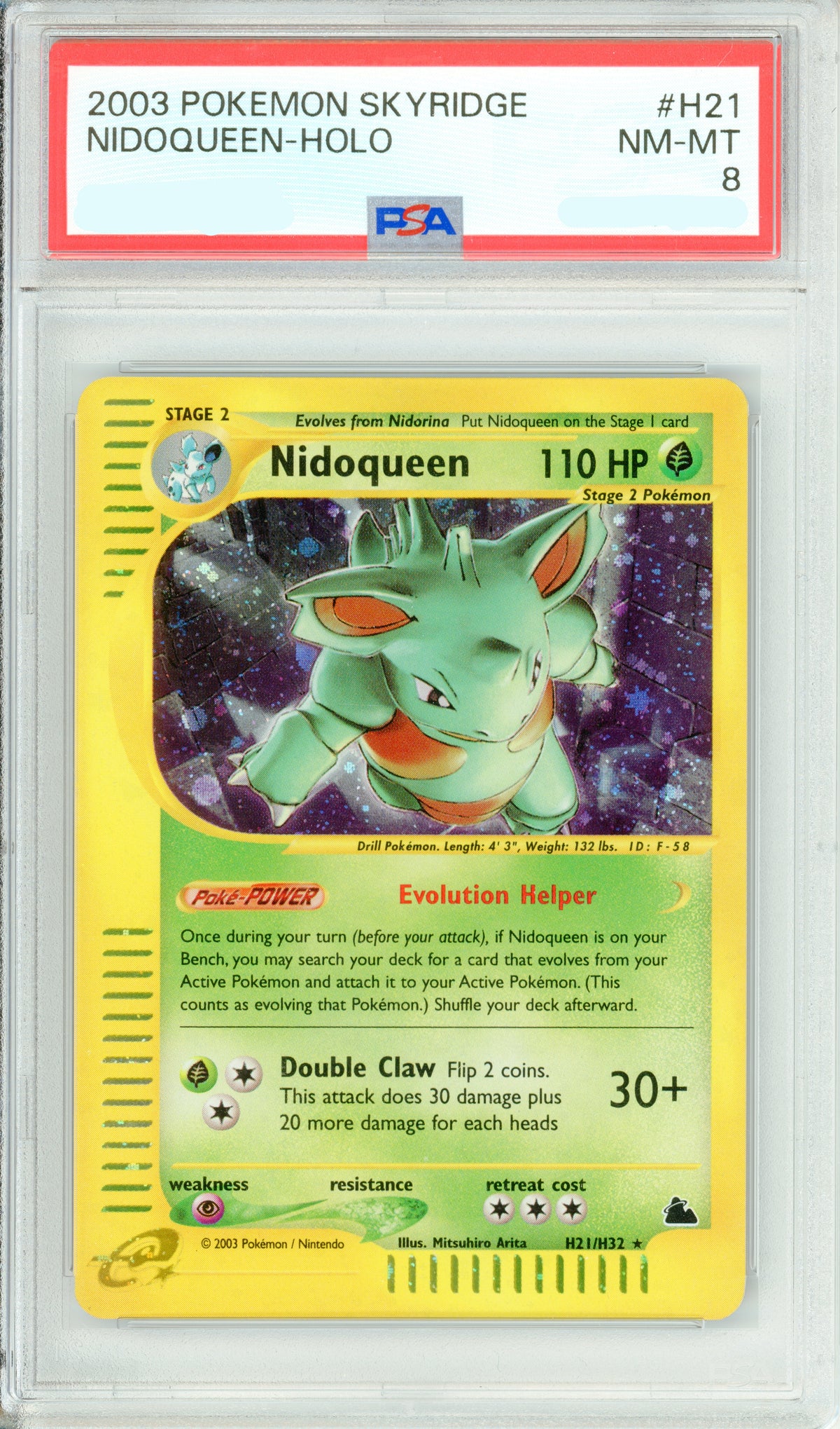 Pokemon Graded: Nidoqueen H21/H32 Skyridge (2003) Holo PSA 8
