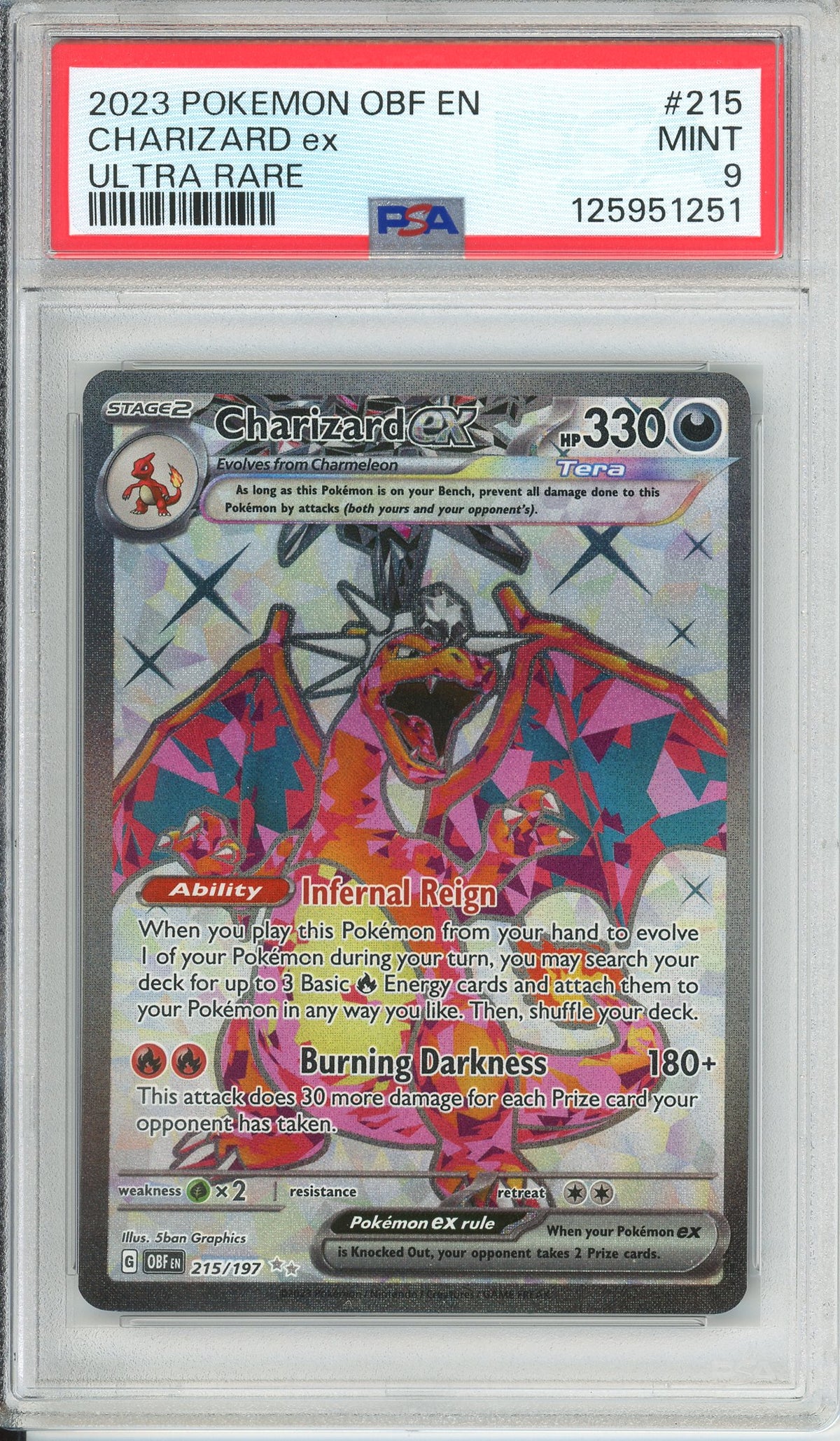 Pokemon Graded: Charizard ex 215/197 Obsidian Flames (2023) Holo PSA 9