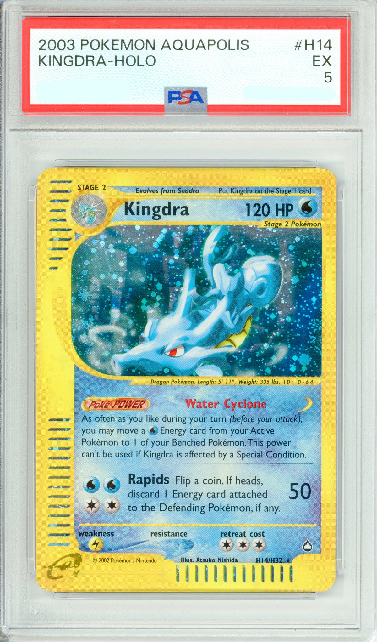 Pokemon Graded: Kingdra H14/H32 Aquapolis (2003) Holo PSA 5